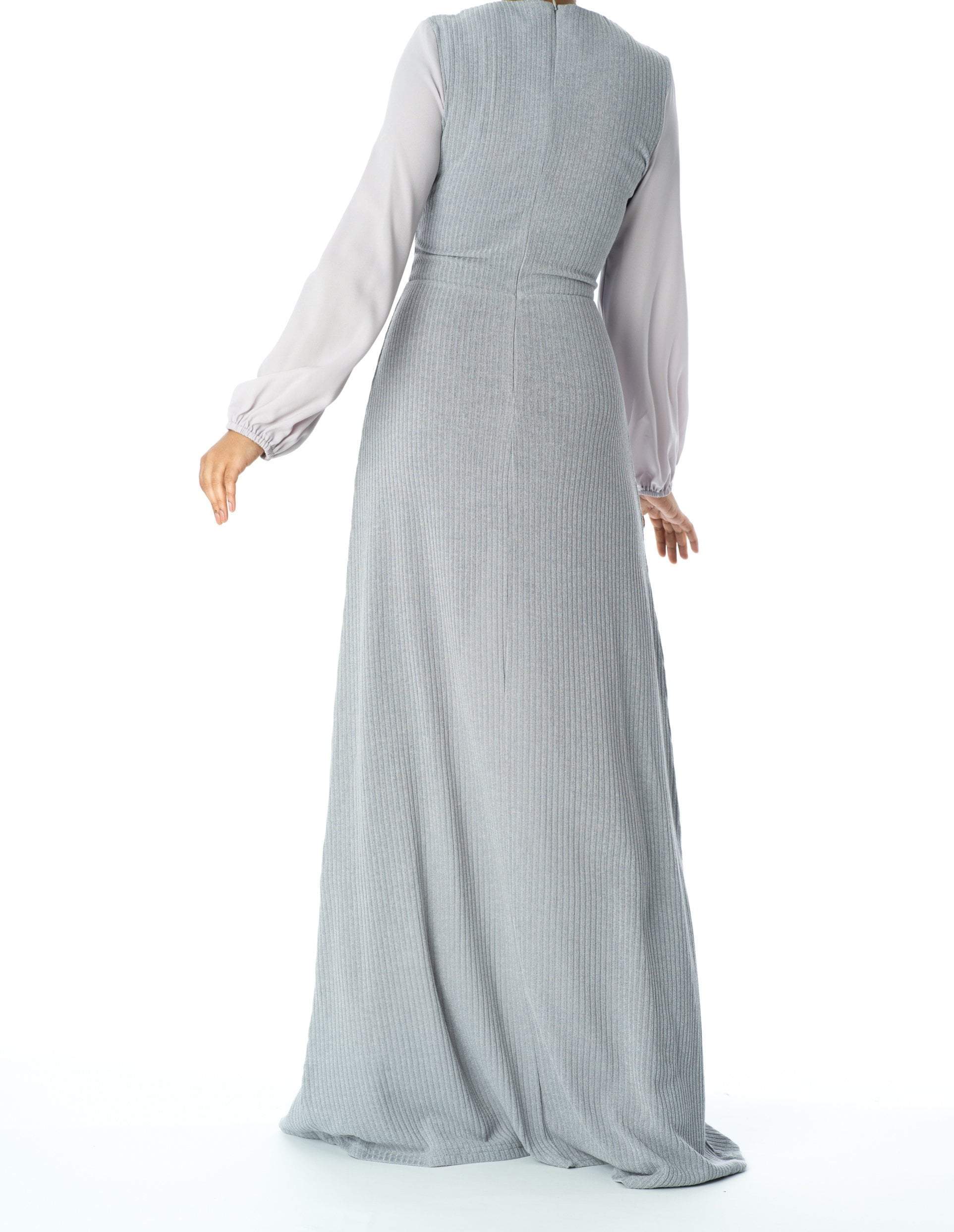Chiffon shoulder detail ribbed maxi dress Kabayare