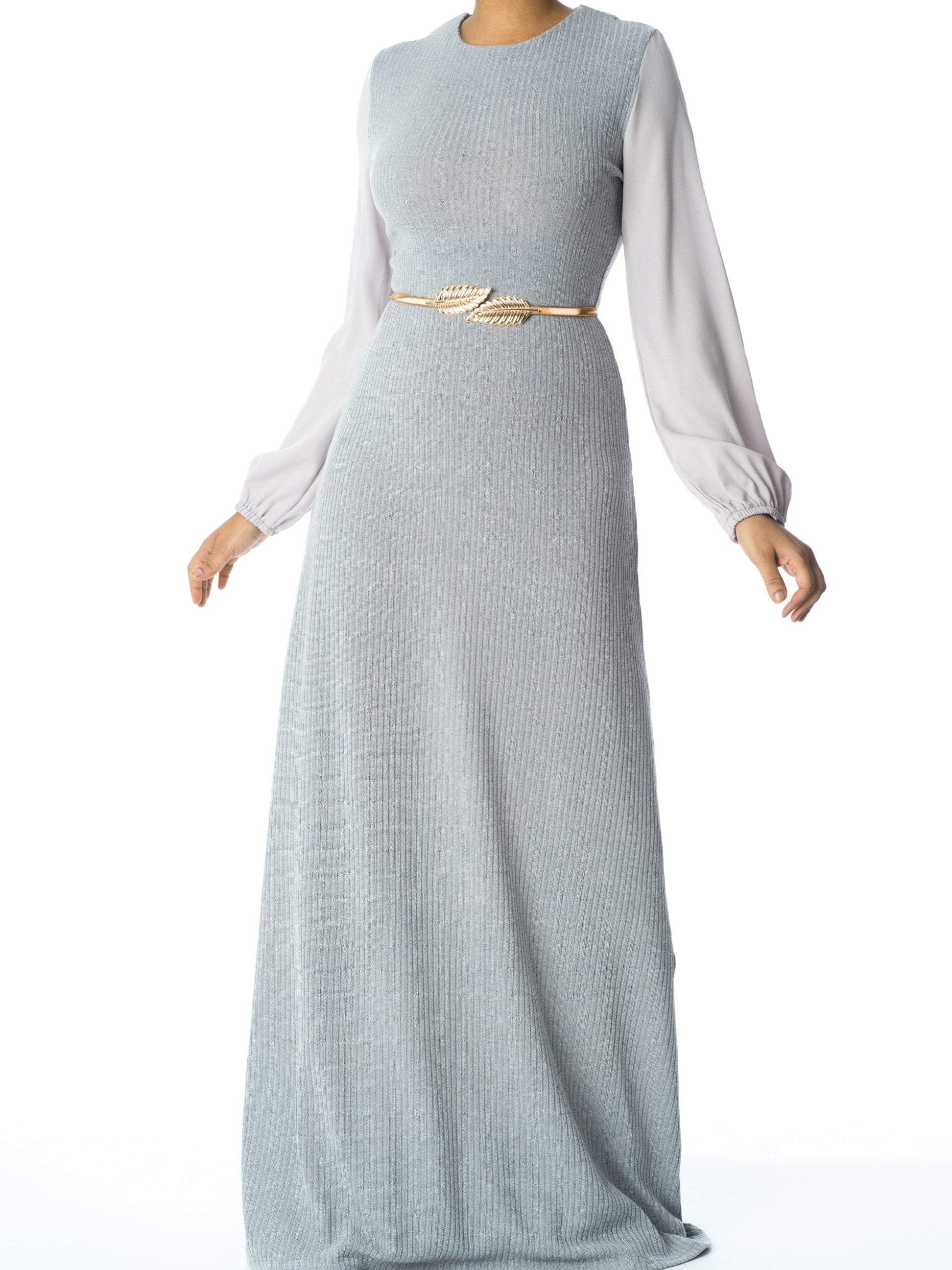 Chiffon shoulder detail ribbed maxi dress Kabayare