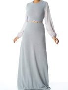 Chiffon shoulder detail ribbed maxi dress Kabayare