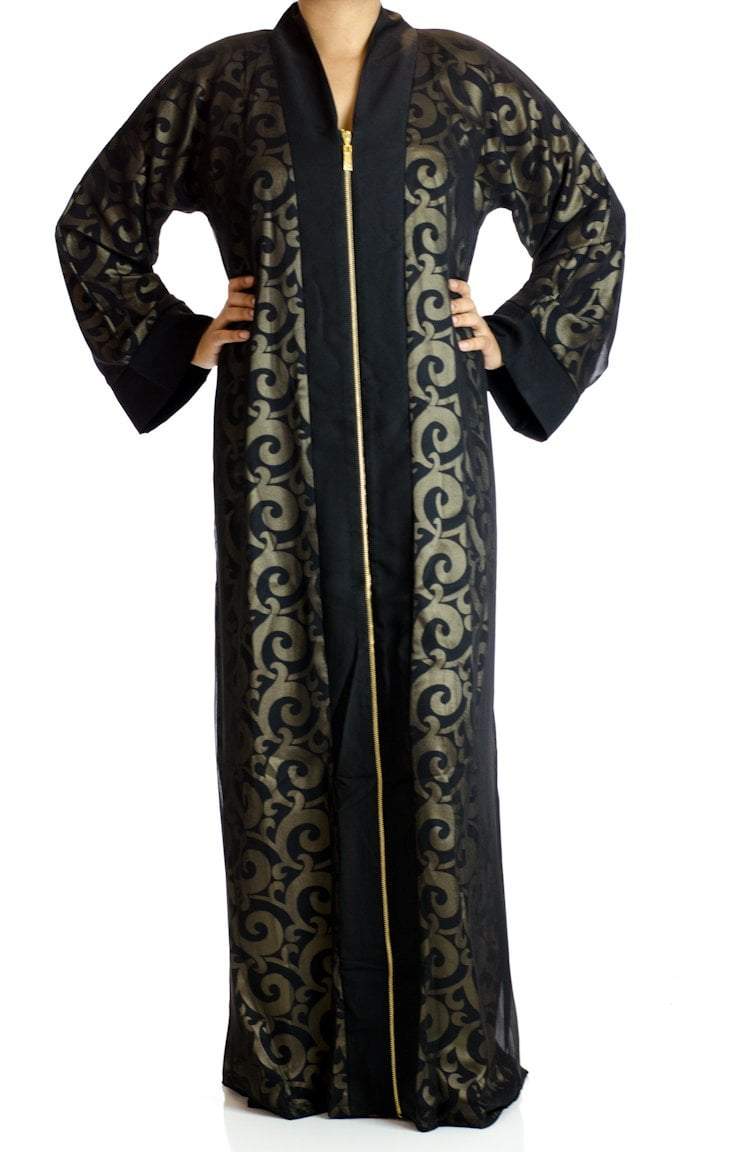 Chiffon Zipper Abaya Kabayare