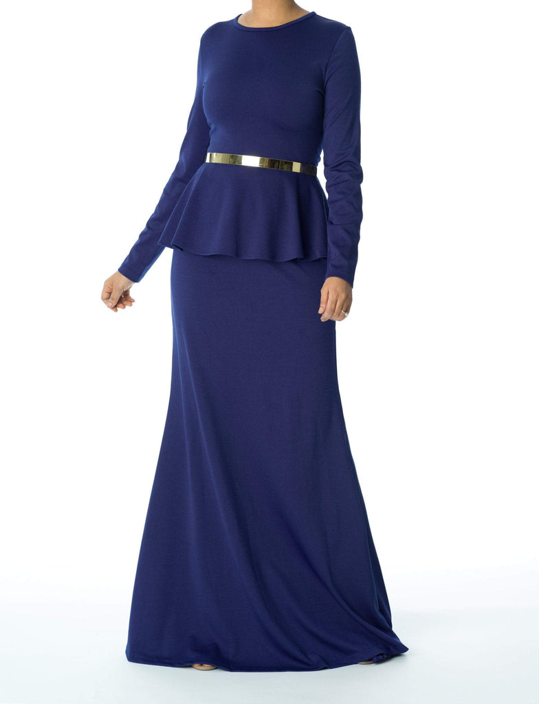 Classic Long Sleeve Peplum Maxi Dress Kabayare