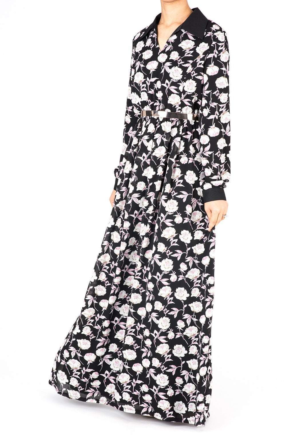 Collar Petal Floral Maxi Dress Kabayare