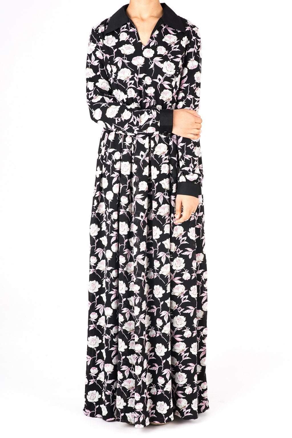 Collar Petal Floral Maxi Dress Kabayare