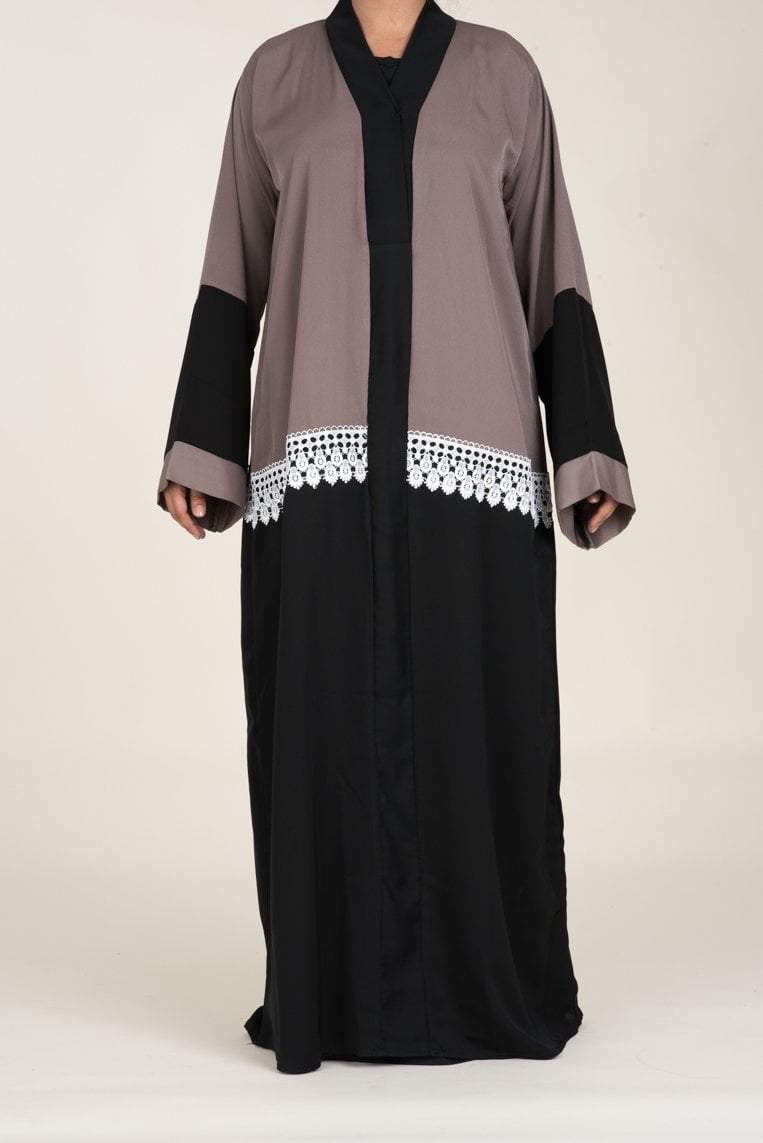 Color-block lace Abaya Kabayare