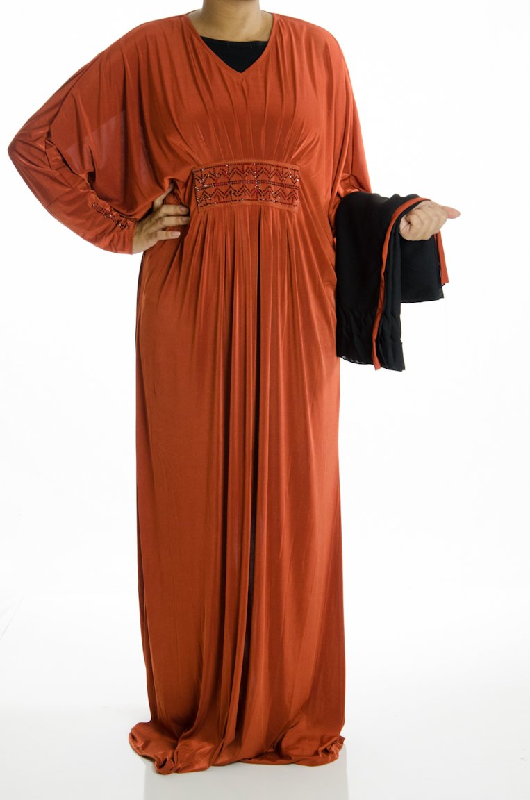 Copper Butterfly Jersey Abaya Kabayare