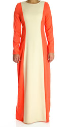 Coral Color-Block Maxi dress Kabayare