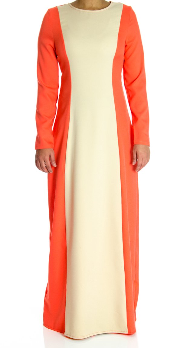 Coral Color-Block Maxi dress Kabayare