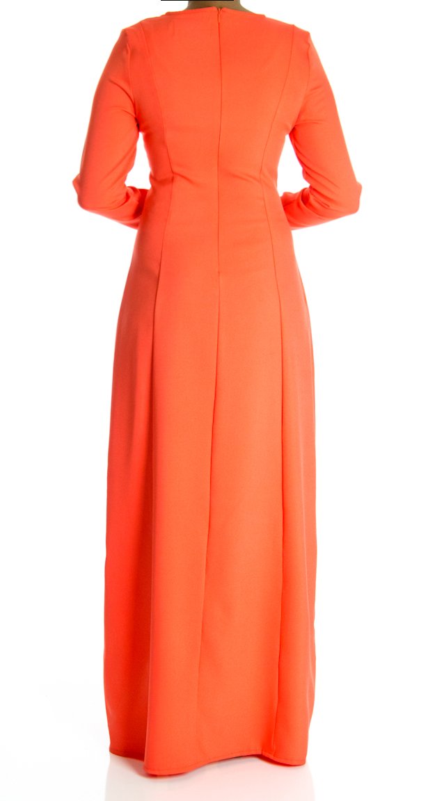 Coral Color-Block Maxi dress Kabayare