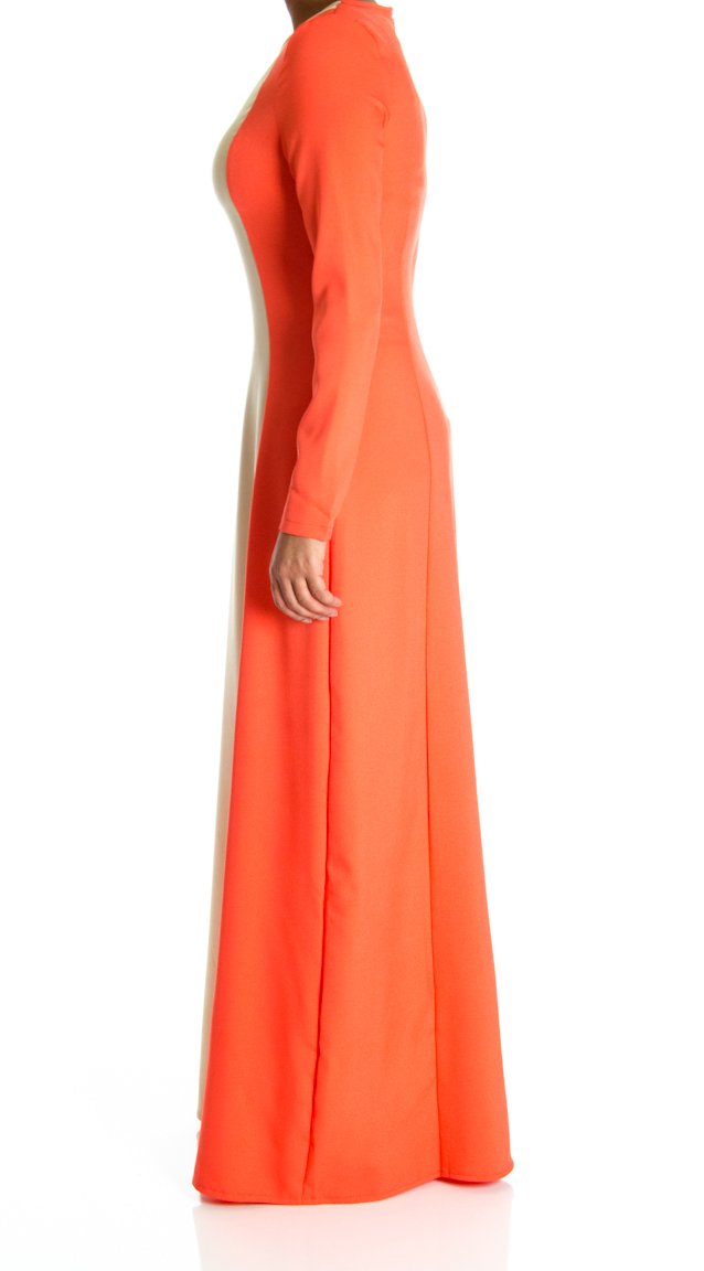 Coral Color-Block Maxi dress Kabayare