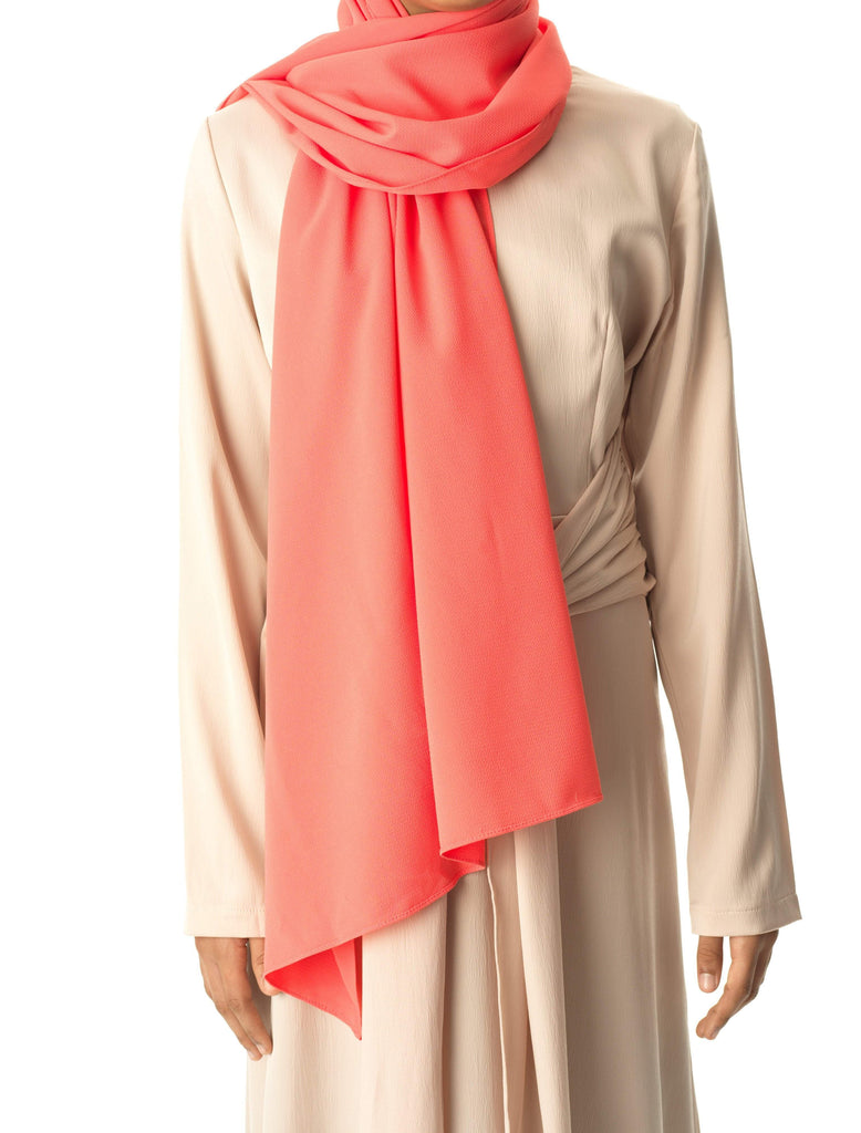 Coral fabulous crepe Hijab Kabayare