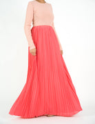 Coral pleated Maxi Skirt Kabayare