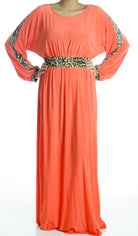 Coral Print Abaya Dress Kabayare