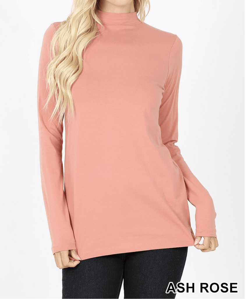 COTTON LONG SLEEVE MOCK NECK TOP Kabayare