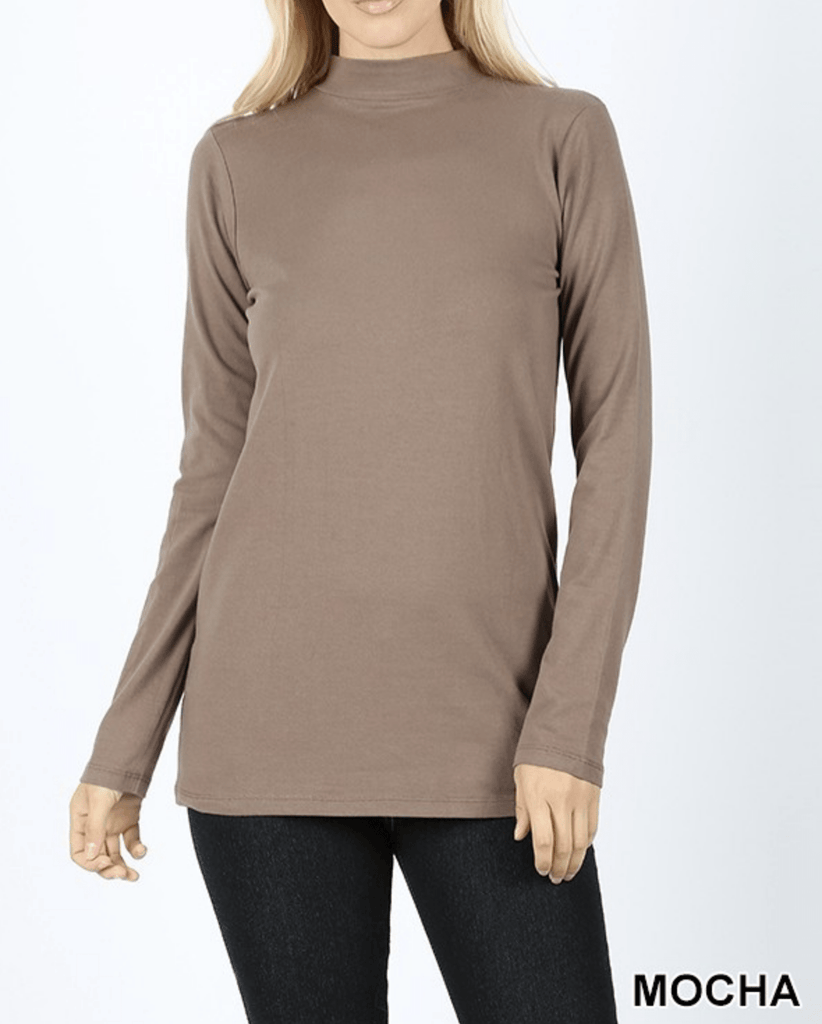 COTTON LONG SLEEVE MOCK NECK TOP Kabayare