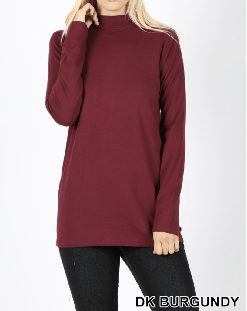 COTTON LONG SLEEVE MOCK NECK TOP Kabayare