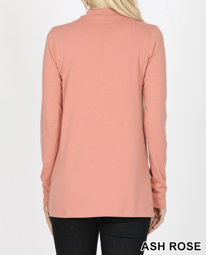 COTTON LONG SLEEVE MOCK NECK TOP Kabayare