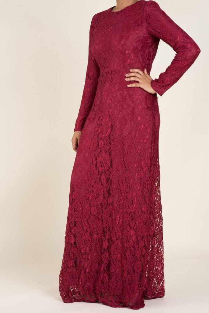 cranberry floral lace maxi dress Kabayare
