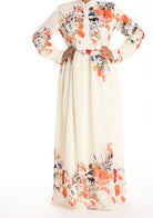 Cream dreamy floral buttons maxi dress Kabayare