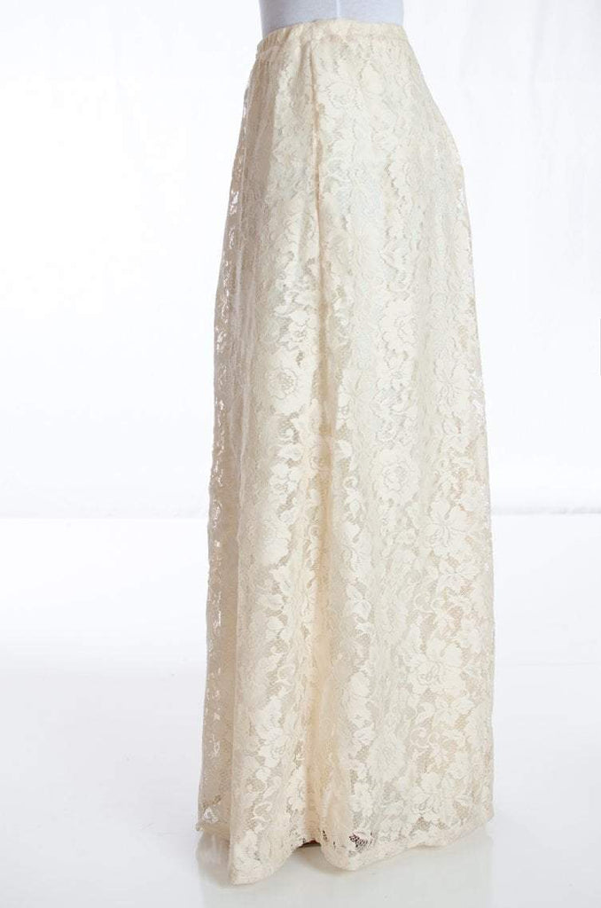 Creame Floral Lace Maxi Skirt Kabayare