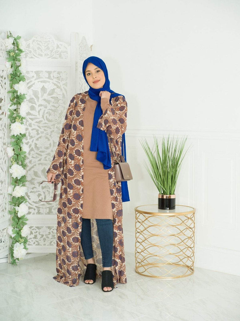 Dahlia print Maxi Cardigan Kabayare