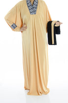 Dandelion Collar Embroidery Jersey Abaya Kabayare