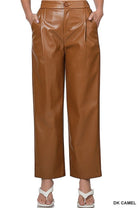 Dark Caramel FAUX LEATHER HIGH WAIST PANTS Kabayare