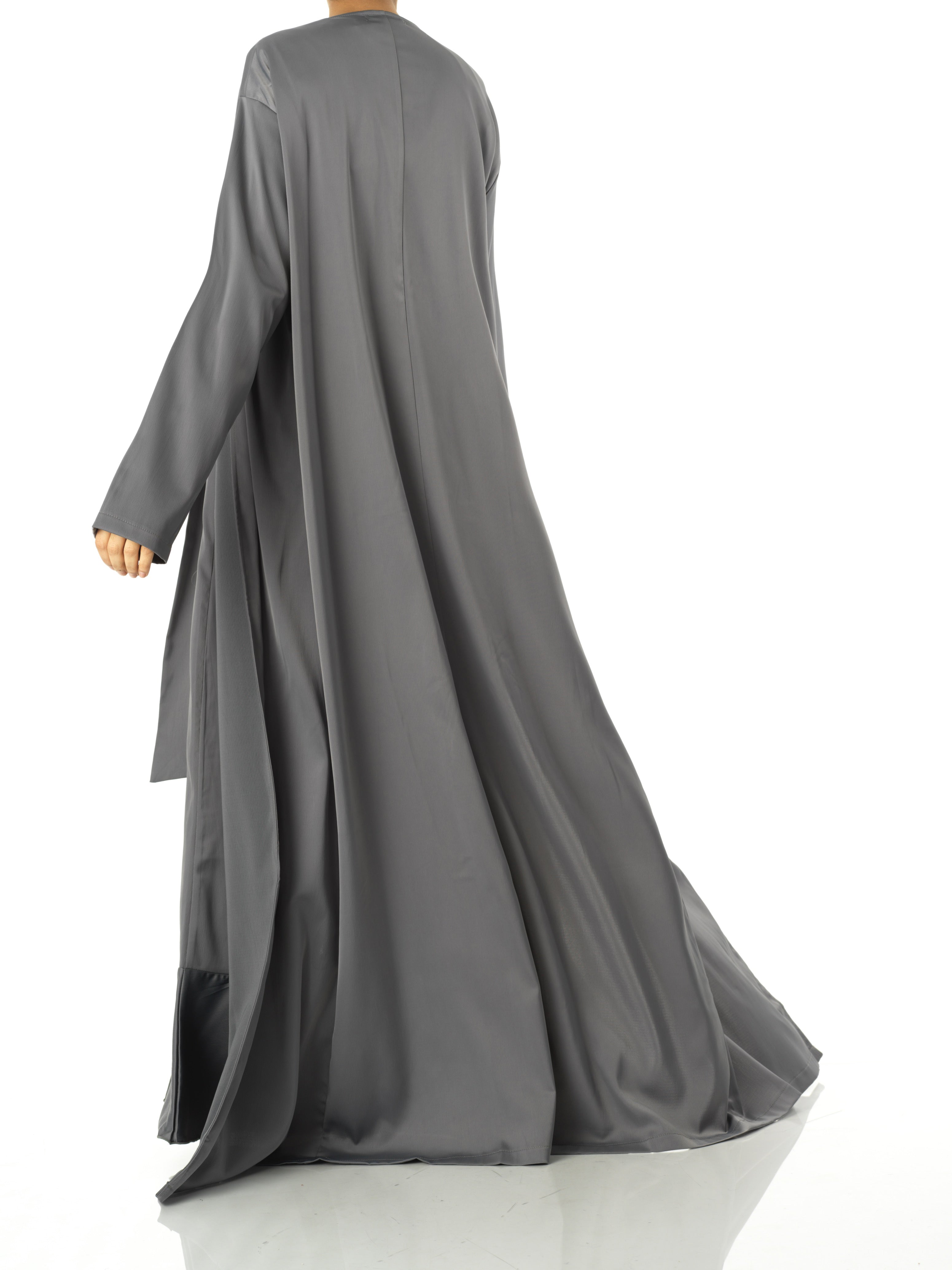 Dark Gray Princess Jasmine satin kimono two-piece set Kabayare