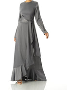 Dark Gray Princess Jasmine satin kimono two-piece set Kabayare