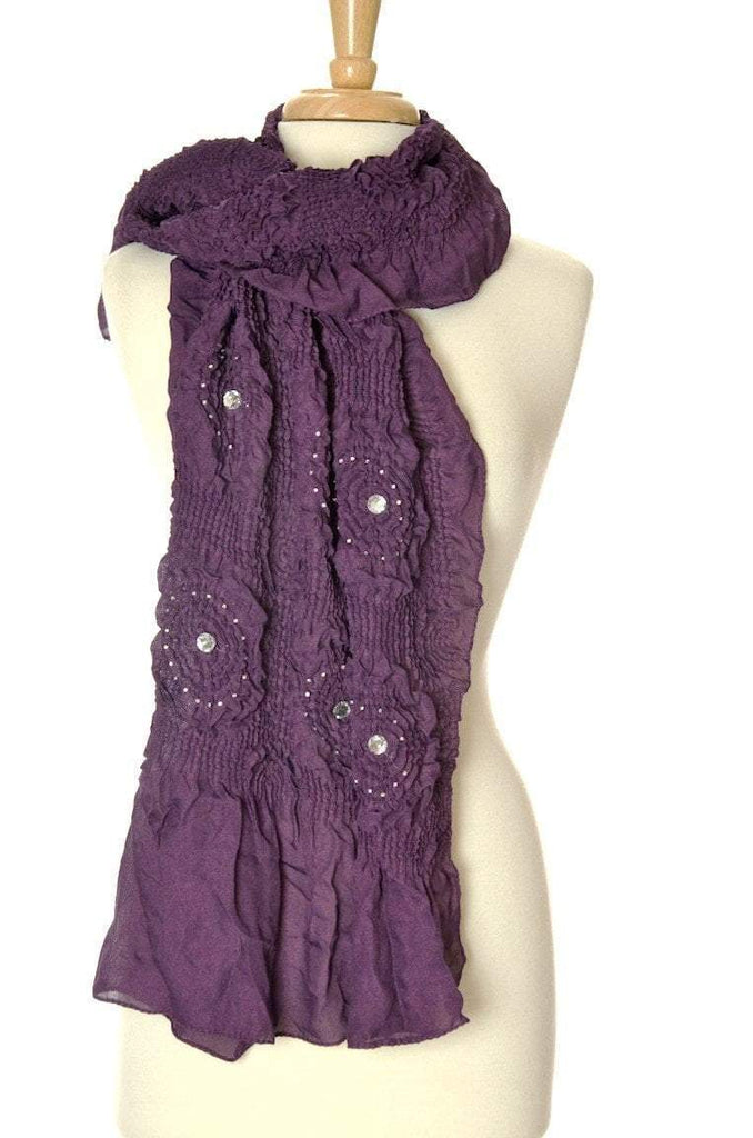 Dark Purple Diamond Ruffle Scarf Kabayare