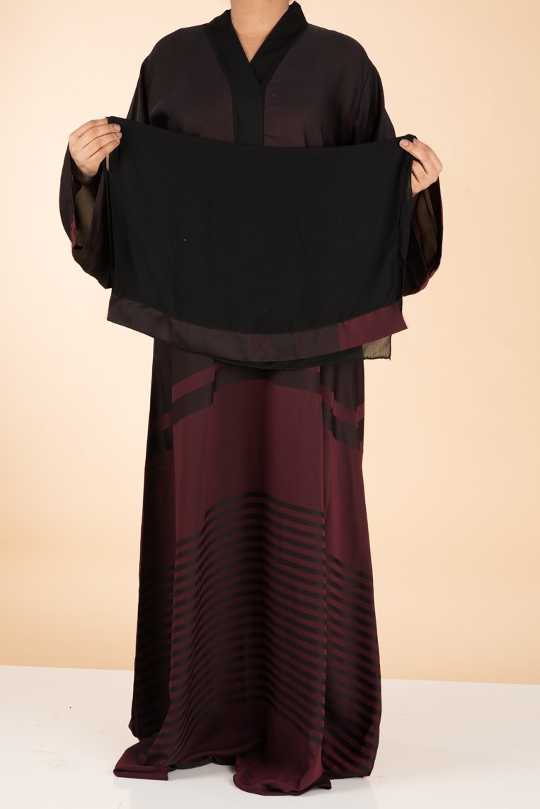Deep Red Silk chiffon Abaya Kabayare