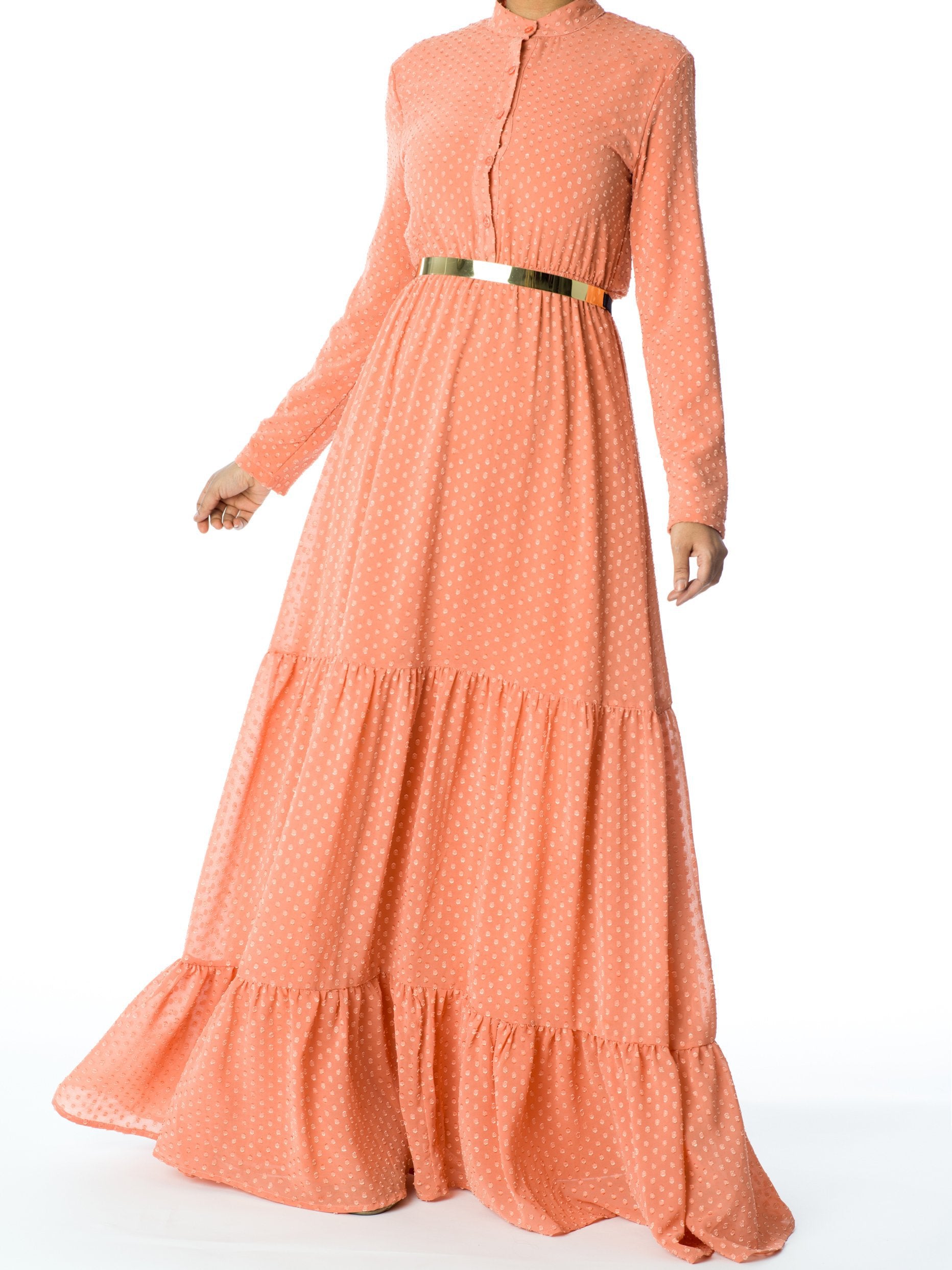 Dreaming of Blush Swiss Dot maxi Dress Kabayare