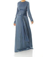 Dusty Blue Abaya queen satin kimono two-piece set Kabayare