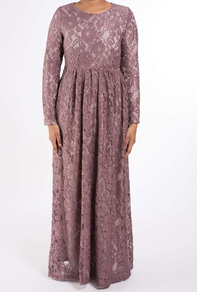 Dusty Rose Garden Long Sleeve Lace Dress Kabayare