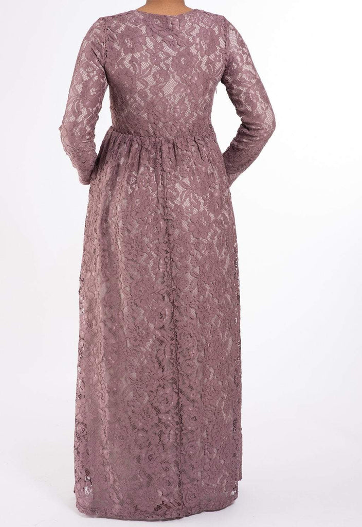 Dusty Rose Garden Long Sleeve Lace Dress Kabayare