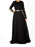 embroidery detail sleeve modest dress Kabayare
