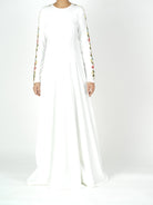 embroidery detail sleeve modest dress Kabayare