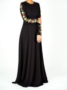 embroidery detail sleeve modest dress Kabayare