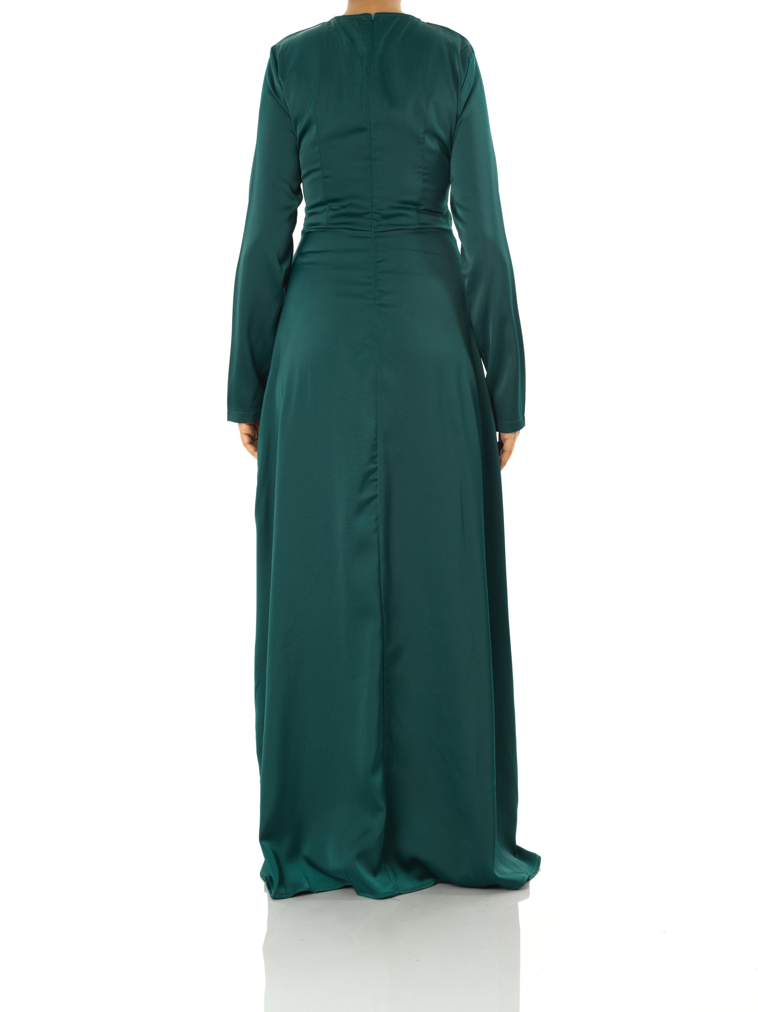 Emerald Green Abaya queen satin kimono two-piece set Kabayare