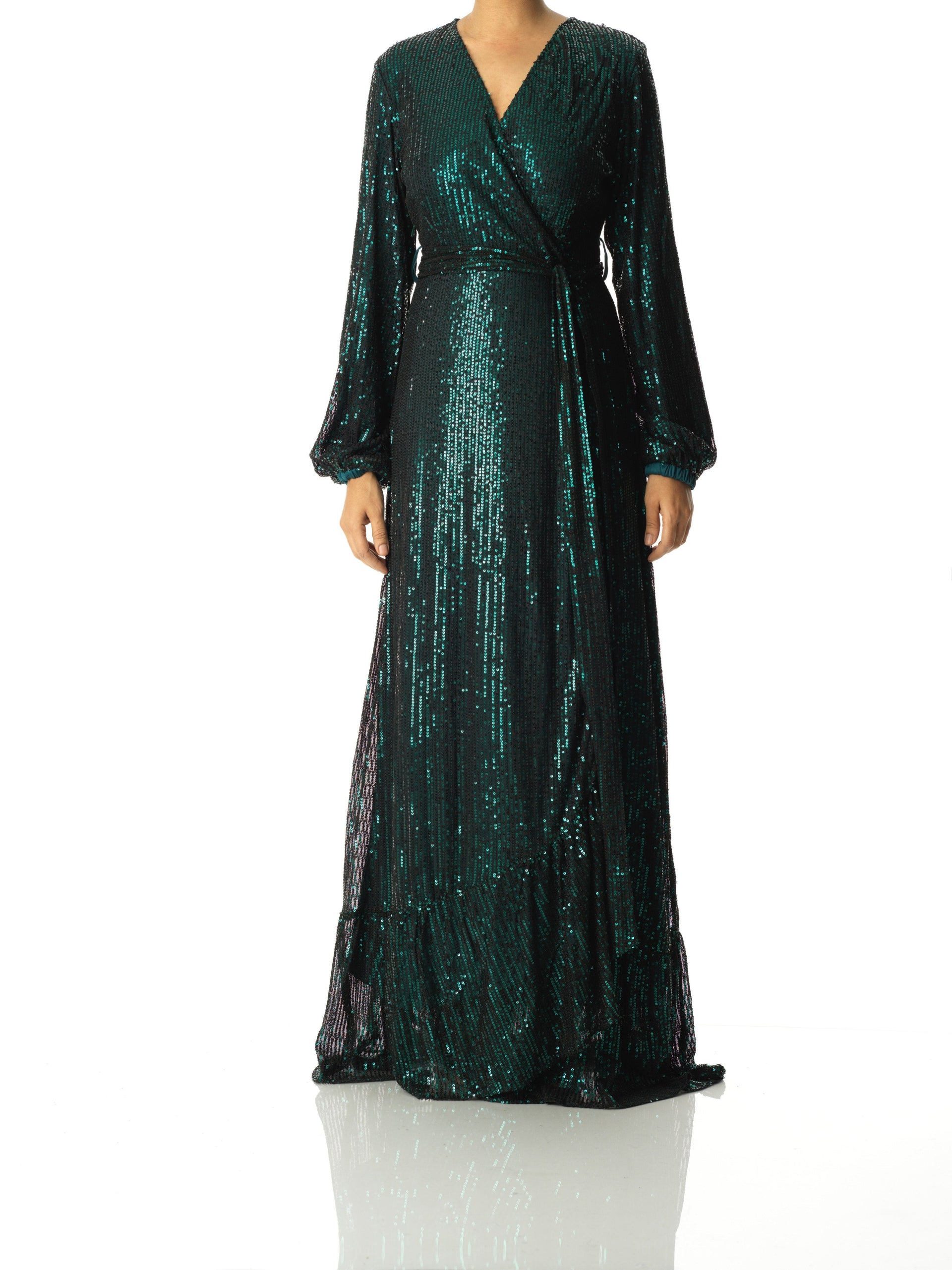 emerald green chiffon dress Tropical Slit Hem Midi Dress-Emerald Chiffon | Women's Dresses