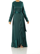 Emerald Princess Jasmine satin kimono two-piece set Kabayare