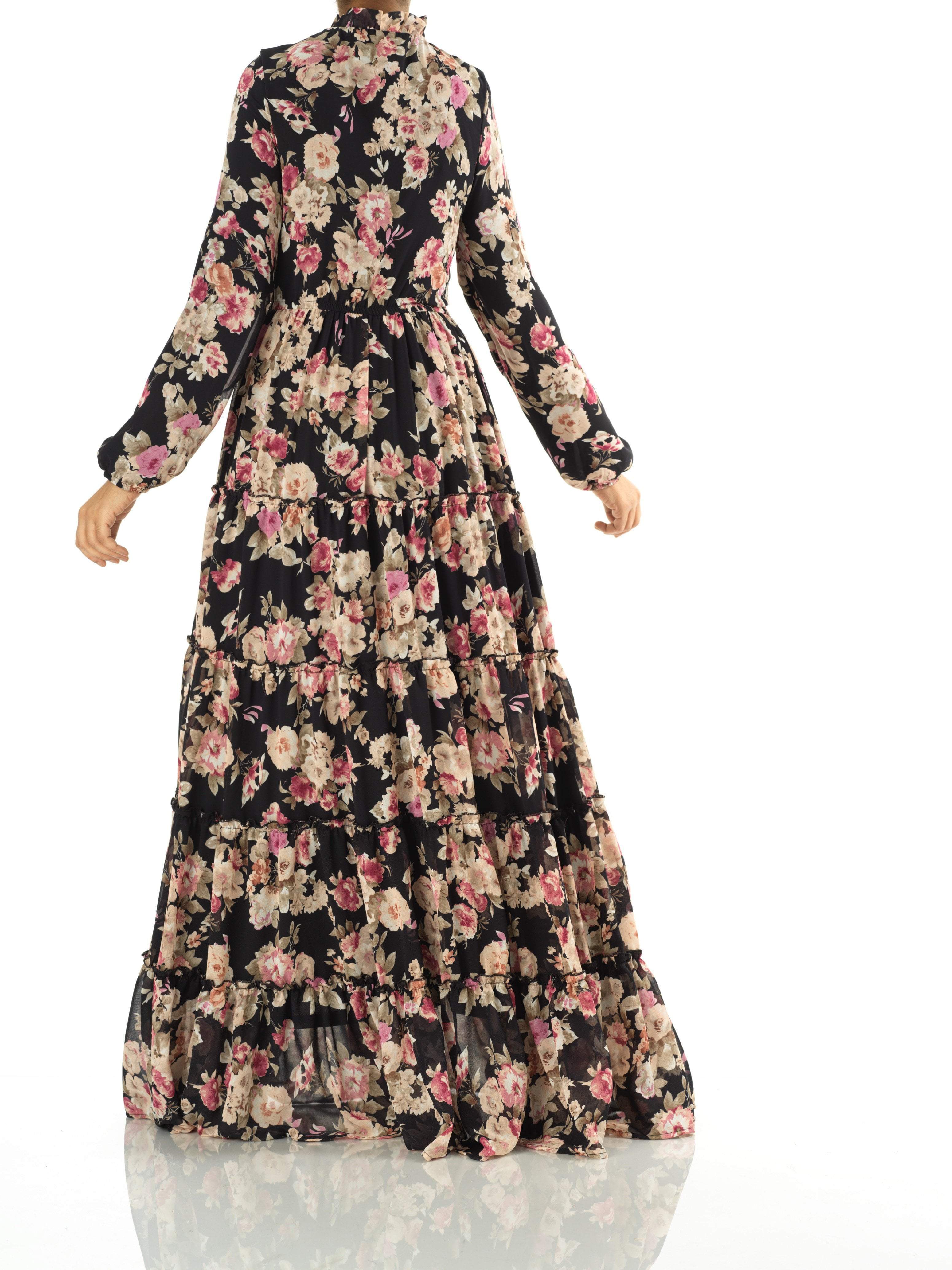 Everlasting Bliss Floral Print Modest maxi dress Kabayare