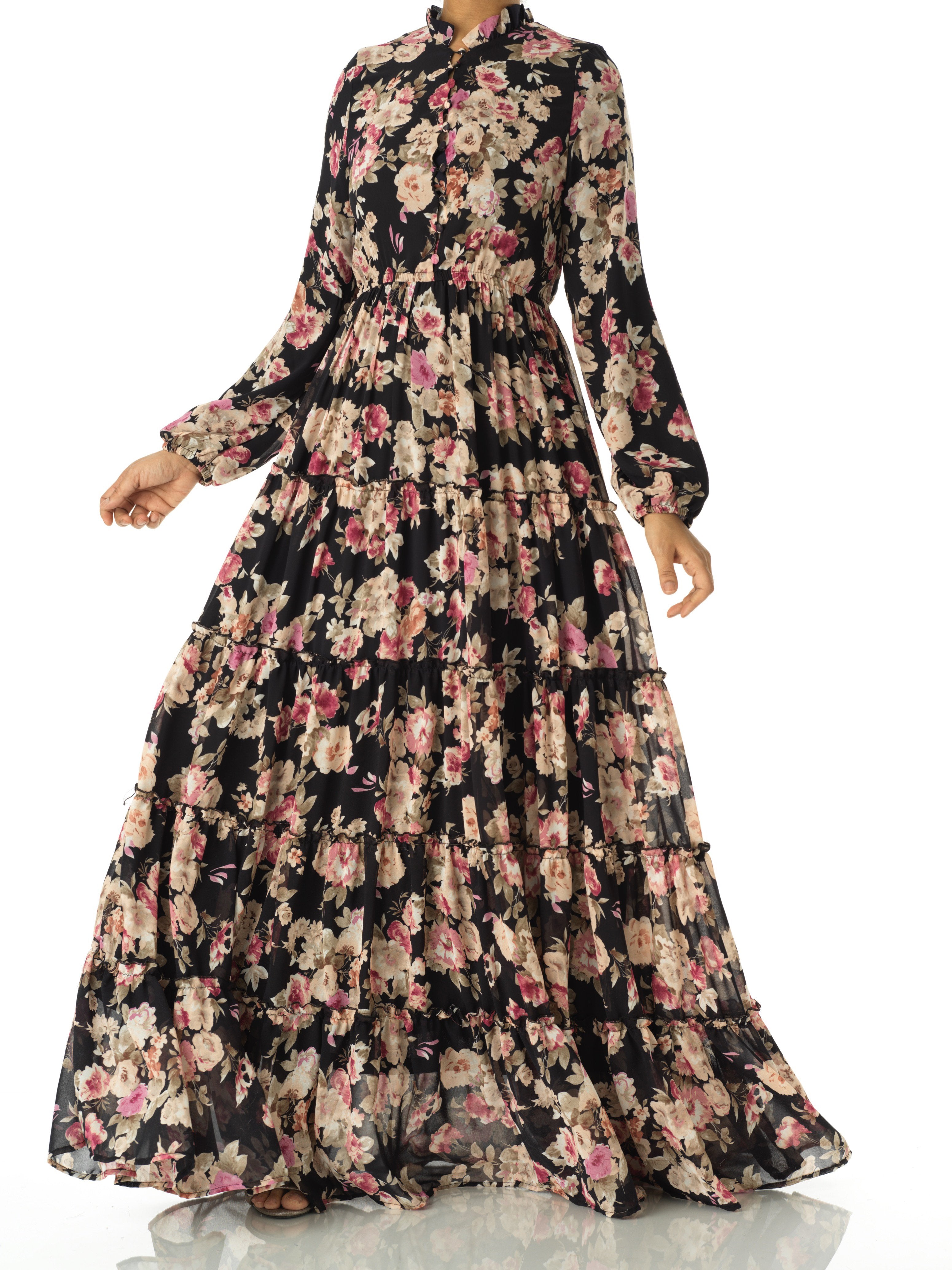 Everlasting Bliss Floral Print Modest maxi dress Kabayare