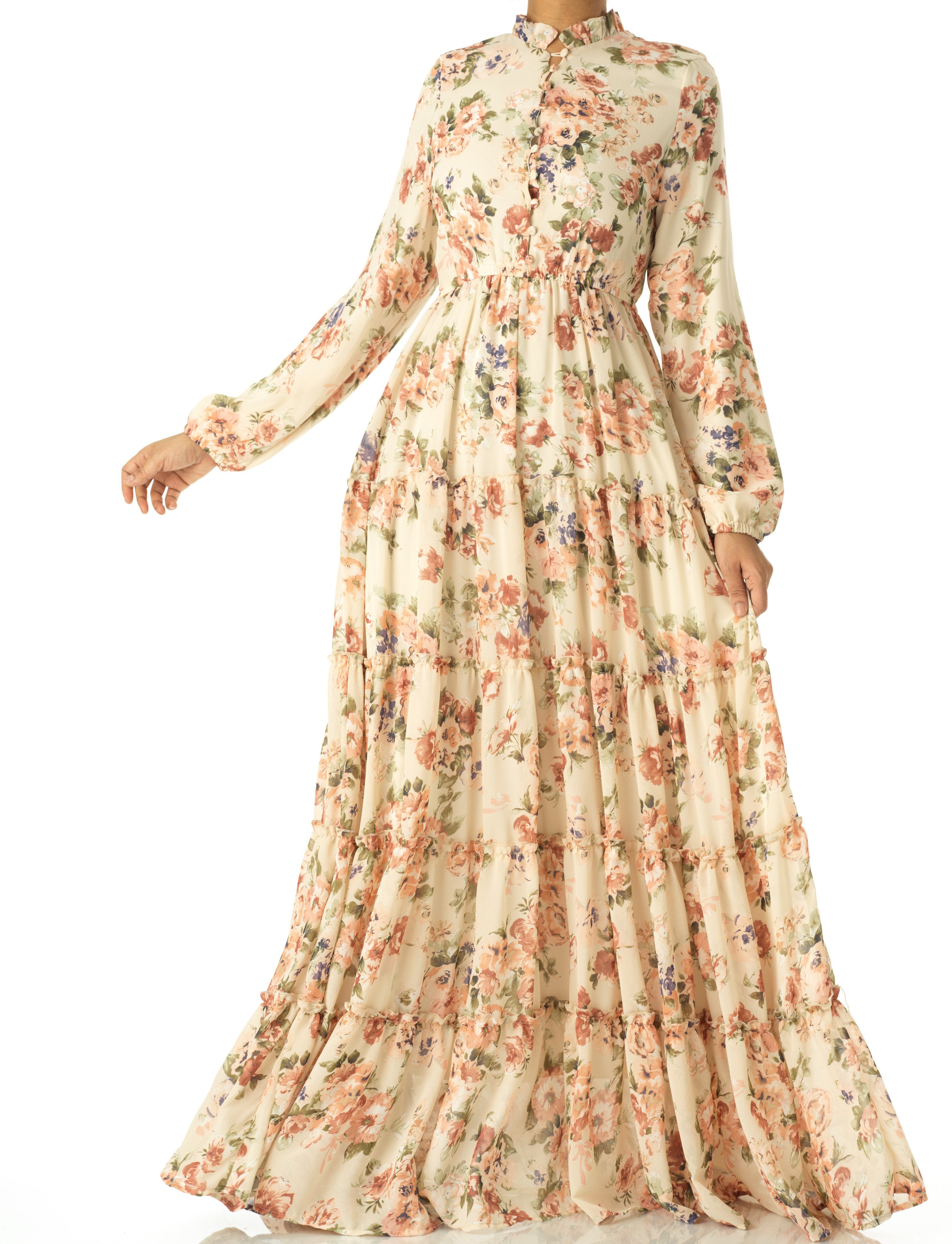 Everlasting Bliss Floral Print Modest maxi dress Kabayare