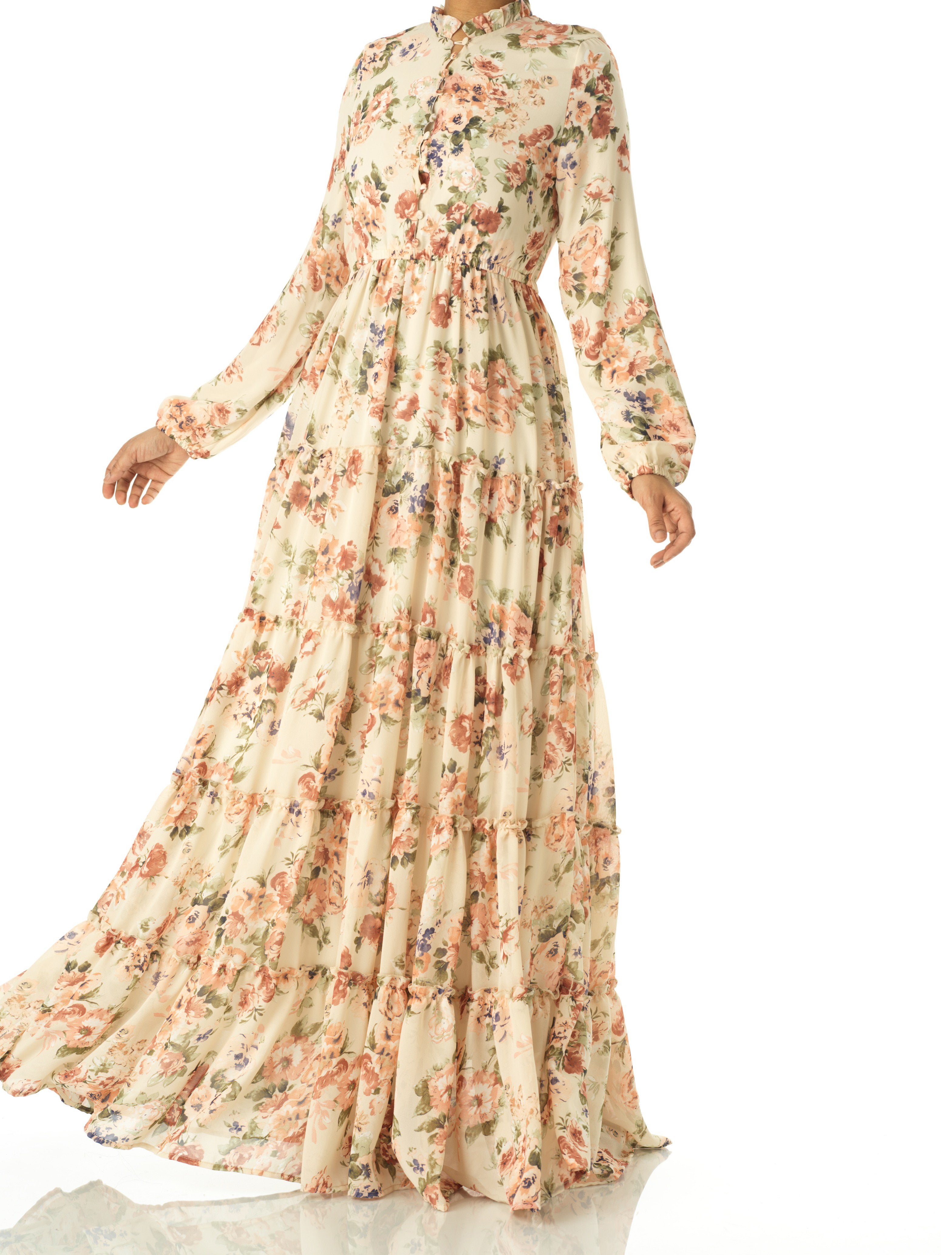 Everlasting Bliss Floral Print Modest maxi dress Kabayare