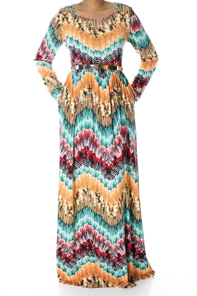Faded Peacock maxi dress Kabayare