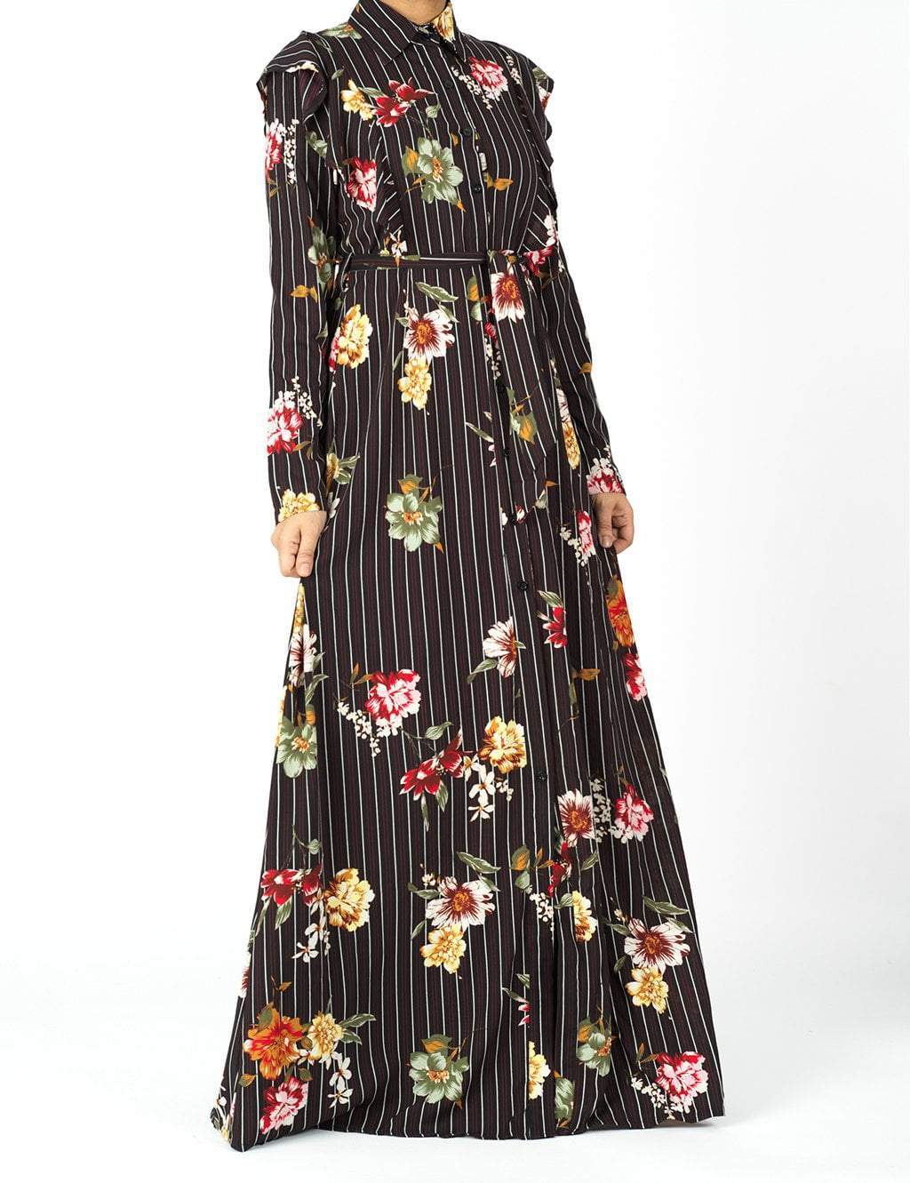 Floral and stripes button maxi dress Kabayare