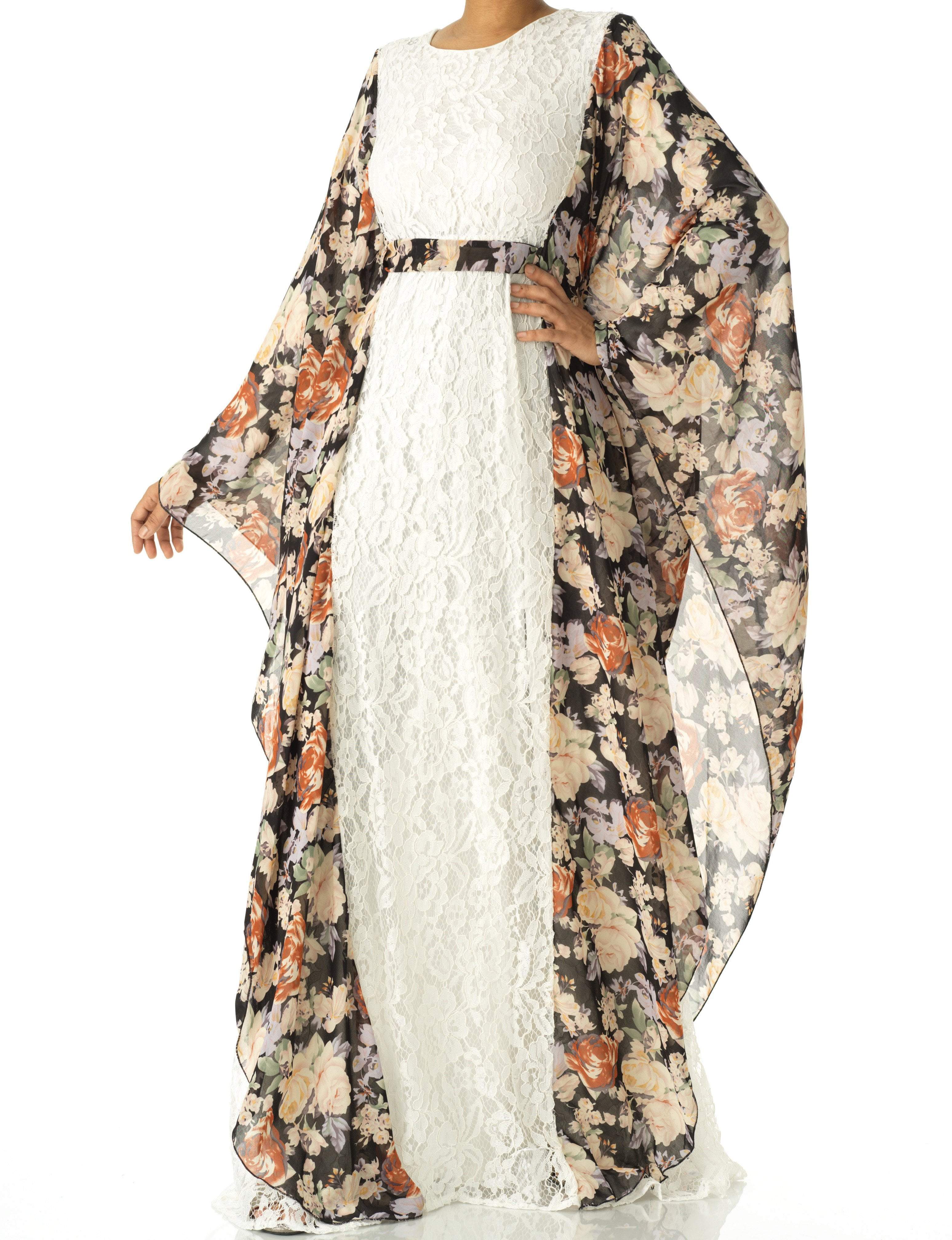 Floral butterfly Chiffon abaya Kabayare