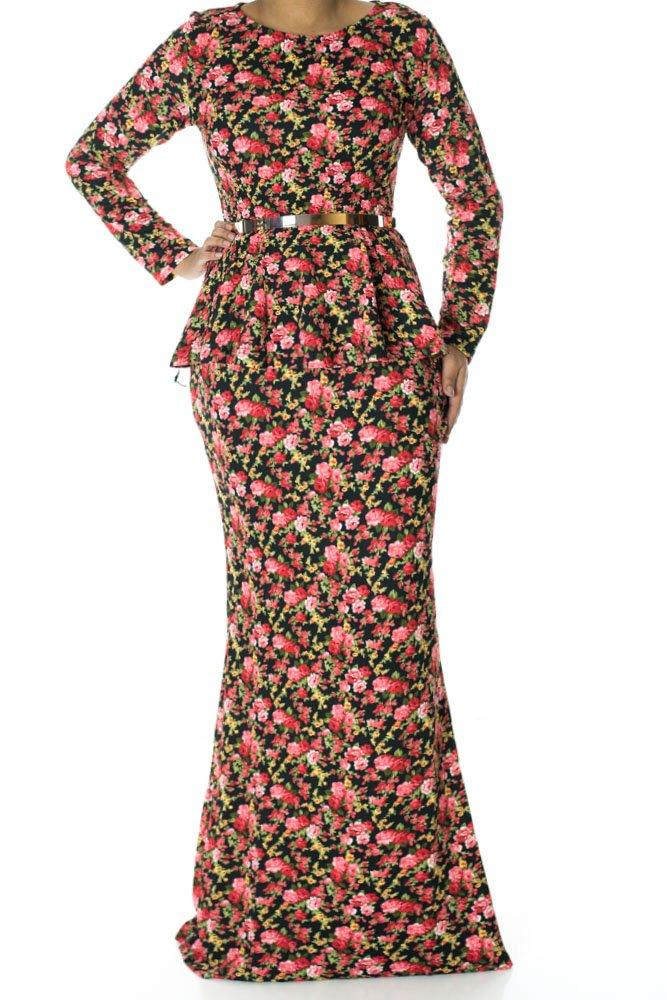 Floral Peplum maxi dress Kabayare