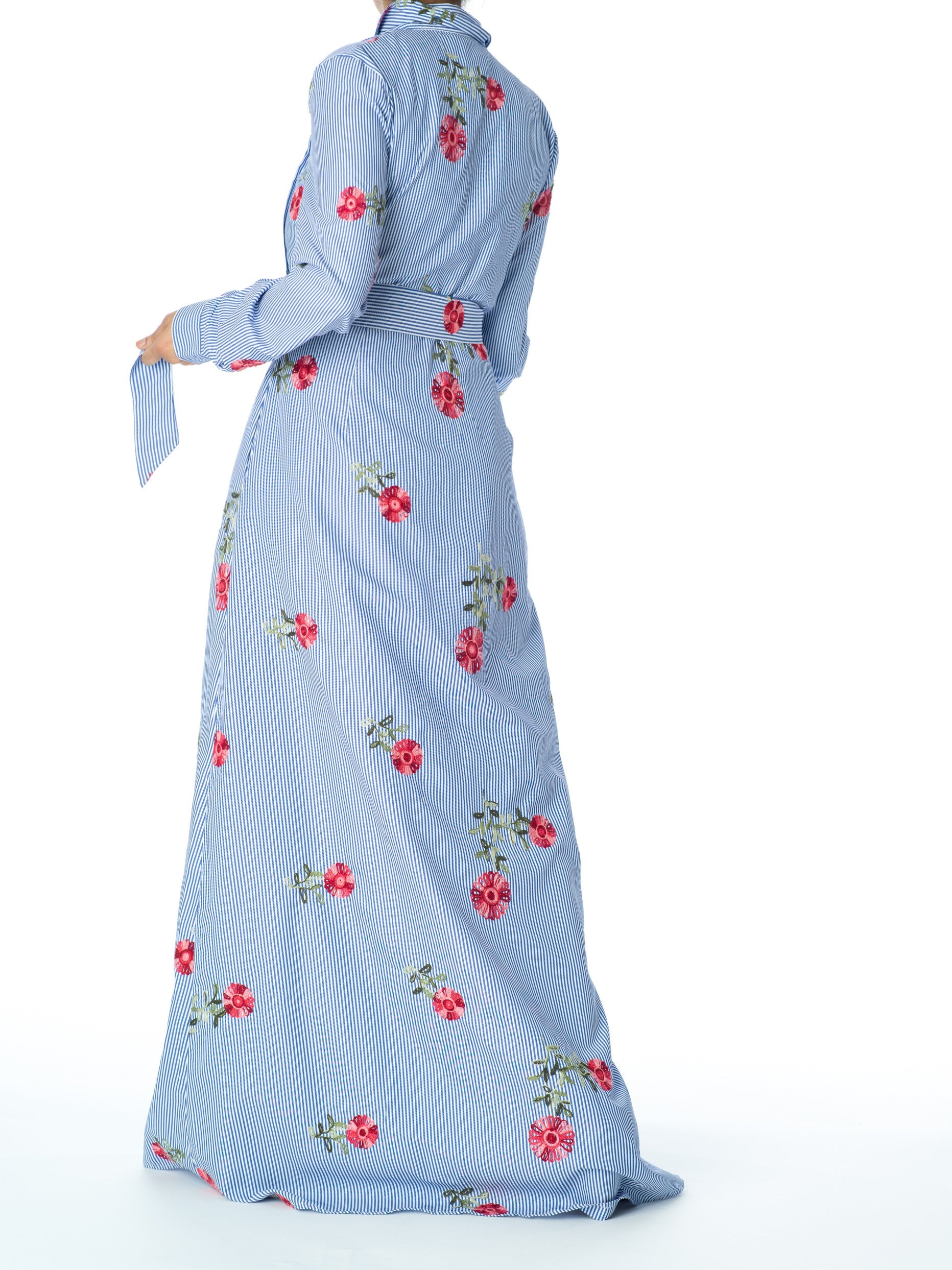 Flower printed maxi button down dress Kabayare