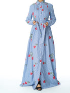 Flower printed maxi button down dress Kabayare